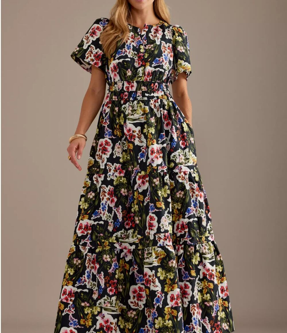 Anthropologie The Somerset Maxi Dress Black Floral (S)
